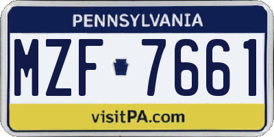 PA license plate MZF7661