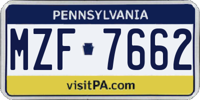PA license plate MZF7662