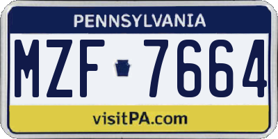 PA license plate MZF7664