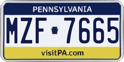 PA license plate MZF7665