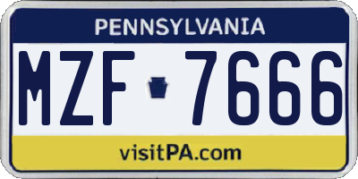 PA license plate MZF7666