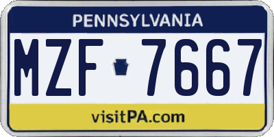 PA license plate MZF7667