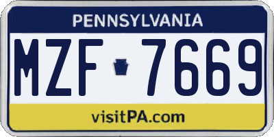 PA license plate MZF7669