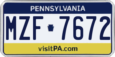 PA license plate MZF7672
