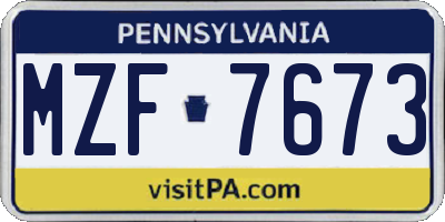 PA license plate MZF7673