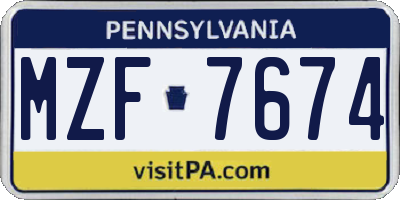 PA license plate MZF7674