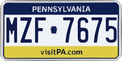 PA license plate MZF7675