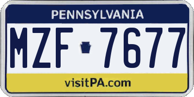 PA license plate MZF7677