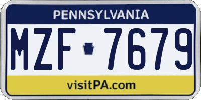 PA license plate MZF7679