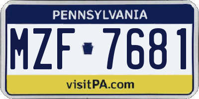 PA license plate MZF7681