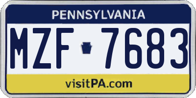 PA license plate MZF7683