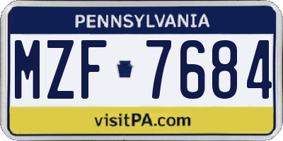 PA license plate MZF7684