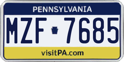 PA license plate MZF7685