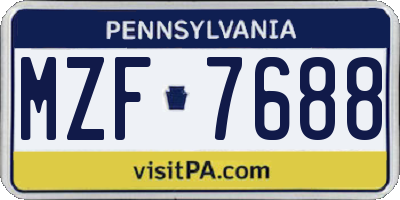 PA license plate MZF7688