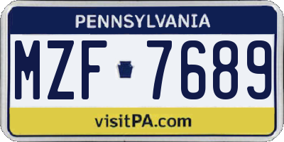 PA license plate MZF7689