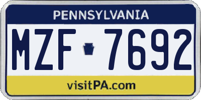 PA license plate MZF7692