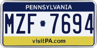 PA license plate MZF7694