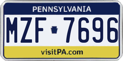 PA license plate MZF7696