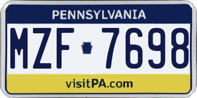 PA license plate MZF7698
