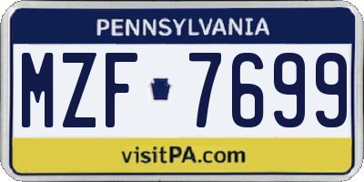 PA license plate MZF7699