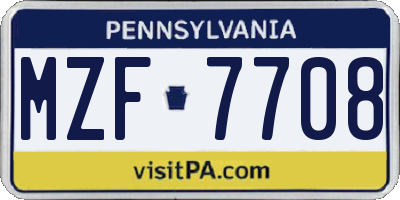 PA license plate MZF7708