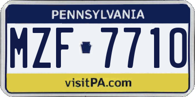 PA license plate MZF7710