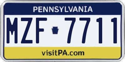 PA license plate MZF7711