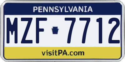 PA license plate MZF7712