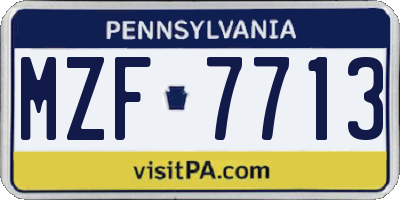 PA license plate MZF7713