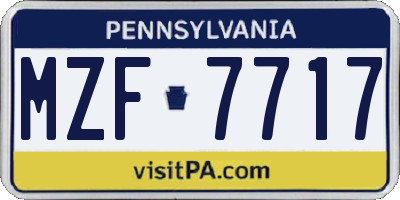 PA license plate MZF7717