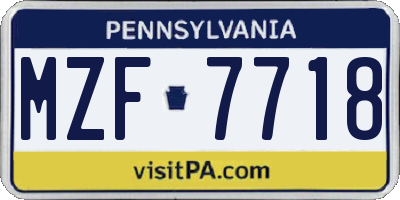 PA license plate MZF7718