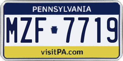 PA license plate MZF7719