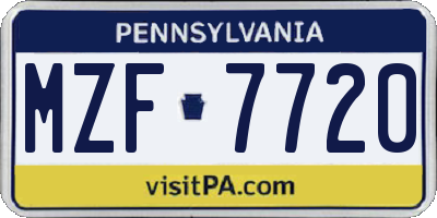 PA license plate MZF7720