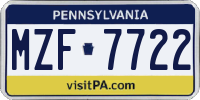 PA license plate MZF7722