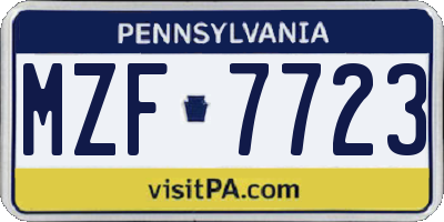 PA license plate MZF7723