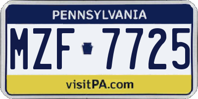 PA license plate MZF7725
