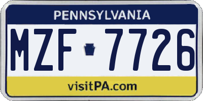 PA license plate MZF7726