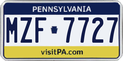 PA license plate MZF7727