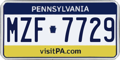 PA license plate MZF7729