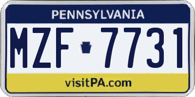 PA license plate MZF7731