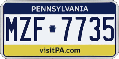 PA license plate MZF7735