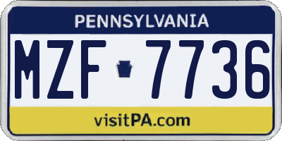 PA license plate MZF7736