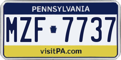 PA license plate MZF7737