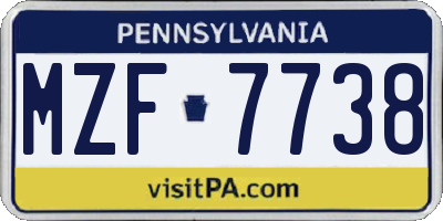 PA license plate MZF7738