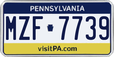 PA license plate MZF7739