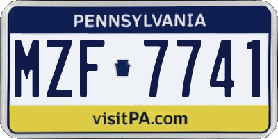 PA license plate MZF7741