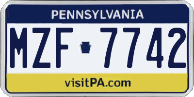 PA license plate MZF7742