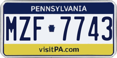 PA license plate MZF7743