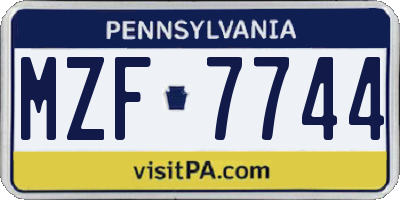 PA license plate MZF7744