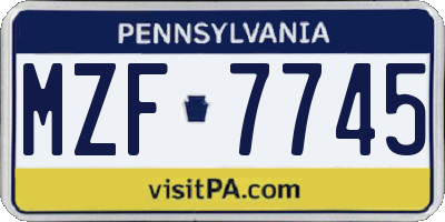 PA license plate MZF7745